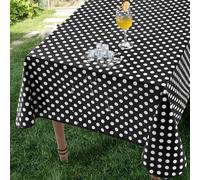 Romanstile Plastique Nappe Rectangulaire 140x180 cm Impermeable Exterieur Jardin Toile Cirée Pois Noir et Blanc Anti Tache Lavable, pour Mariage, Terrasse, Table de Pique-Nique