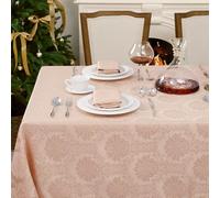 Romanstile Printemps Nappe Rectangulaire 240x140 cm Rose Jacquard Extérieurs Anti Tache,Lavable,Résistant à l'eau,Jacquard Décoration Grande Table Élégante,Paques,Fête,Mariage,Anniversaire,Jardin