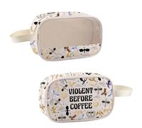 Romantasy Book Merch Dragon Rider Fantasy Bookish Trousse de maquillage pour lecteur Violent Little Thing Cadeau pour les amateurs de café, Sac de café avant, Sacs cosmétiques