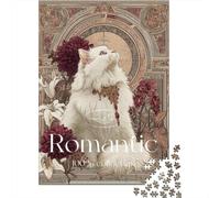 Romantic Cat Art Print-8 Puzzle 1000 Pièces Cadeau Unique Jeu Éducatif Challenge Toy À De Qualité Supérieure Peinture Art pour Adultes Enfants 38x26cm/1000pcs