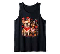 Romantic Dog Lover Tee French Bulldog & Dachshund with Heart Débardeur
