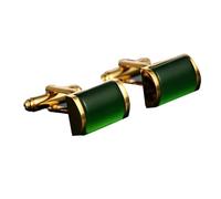 Romantic Green Stone Cufflinks, Rectangle Crystal French Cuff Links for Wedding & Formal Shirt Sleeve Buttons