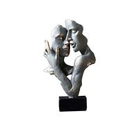 Romantic Lovers Kiss Sculpture - Figurine embrassante, art abstrait en résine pour mariages et engagements, couleur bronze, 13,5 x 10 x 30 cm (5 x 4 x 12)
