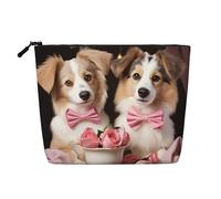 Romantic Love's Trousse de toilette pour femme, trousse de maquillage de voyage portable, organiseur quotidien avec fermeture éclair, Couple d'amour romantique pour chien, Taille unique