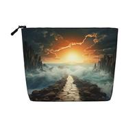 Romantic Love's Trousse de toilette pour femme, trousse de maquillage de voyage portable, organiseur quotidien avec fermeture éclair, Chemin maritime divisé, Taille unique