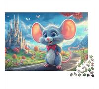 Romantic Mouse Couple épais 1000 pièces Puzzle pour Adultes Blue Mouse avec big Ears Premium Solide Haute qualité Vif Stimulant Difficile Difficult Anti-Stress 52x38cm/1000 pièces