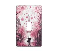 Romantic Paris - Plaque de protection pour interrupteur - Motif cœurs de pêche - Décoration d'amour - Plaques murales thermoplastiques - Taille standard - Levier simple