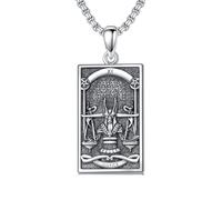 ROMANTIC WORK Chaîne égyptienne en argent sterling 925 avec pendentif Ankh/Anubis, bijoux égyptiens, cadeaux pour homme et femme, Argent sterling