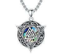 Romantic Work Chaîne viking en argent sterling 925 avec pendentif nœud celtique - Bijou nordique - Cadeau pour homme et femme, Argent sterling