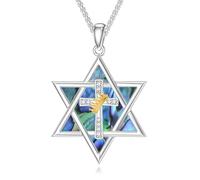 ROMANTIC WORK Collier étoile de David 925 argent sterling étoile de David pendentif chaîne Magen David pendentif Yhvh Yhvh Jehovah Yahweh hébraïque collier juif Israël bijoux cadeaux pour hommes et