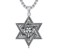 ROMANTIC WORK Collier étoile de David 925 argent sterling étoile de David pendentif chaîne Magen David pendentif Yhvh Yhvh Jehovah Yahweh hébraïque collier juif Israël bijoux cadeaux pour hommes et