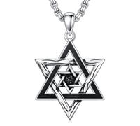 ROMANTIC WORK Collier étoile de David 925 argent sterling étoile de David pendentif chaîne Magen David pendentif Yhvh Yhvh Jehovah Yahweh hébraïque collier juif Israël bijoux cadeaux pour hommes et