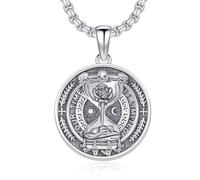 ROMANTIC WORK Memento Mori Collier Sterling Silver 925 Pendentif Tête de Mort Gothique Bijou Homme Femme