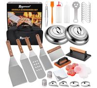 ROMANTICIST Kit d'accessoires professionnels de 132 pièces pour gril - Spatule de barbecue en acier inoxydable robuste pour barbecue Hibachi à dessus plat - Excellent cadeau de barbecue pour un