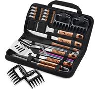 Romanticist Lot de 27 Outils de Barbecue Robustes pour Homme, Papa, ustensiles de Barbecue en Acier Inoxydable Extra épais avec Griffes à Viande, kit d'accessoires de Barbecue dans Sac de Transport
