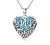 ROMANTICWORK Ange Chiffre 444 Chaîne en argent sterling 925 Numéro 444 Collier Numérologie Chiffres Bijoux Cadeaux pour Femme Fille, Argent sterling, Pas de gemme