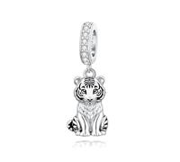 ROMANTICWORK Argent sterling 925 koala/cochon/chat/colibri/boeuf des hautes terres/lion/renard/singe/main de crâne/tigre/panda rouge pour bracelets animaux bijoux pour femme, Argent sterling, Pas de