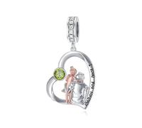 ROMANTICWORK Bracelet à breloques en argent sterling 925 avec pierre de naissance pour père et fille, one-size, Argent sterling, Zircone cubique