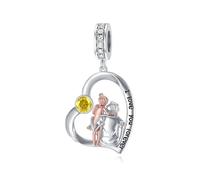ROMANTICWORK Bracelet à breloques en argent sterling 925 avec pierre de naissance pour père et fille, one-size, Argent sterling, Zircone cubique