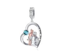 ROMANTICWORK Bracelet à breloques en argent sterling 925 avec pierre de naissance pour père et fille, one-size, Argent sterling, Zircone cubique