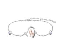 ROMANTICWORK Bracelet père fille en argent sterling 925 avec pierres de naissance pour fille, bijoux pour femme, Saint-Valentin, Noël, cadeau d'anniversaire pour mère et fille, Argent sterling