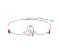 ROMANTICWORK Bracelet père fille en argent sterling 925 avec pierres de naissance pour fille, bijoux pour femme, Saint-Valentin, Noël, cadeau d'anniversaire pour mère et fille, Argent sterling