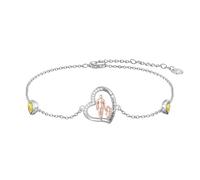 ROMANTICWORK Bracelet père fille en argent sterling 925 avec pierres de naissance pour fille, bijoux pour femme, Saint-Valentin, Noël, cadeau d'anniversaire pour mère et fille, Argent sterling