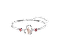 ROMANTICWORK Bracelet père fille en argent sterling 925 avec pierres de naissance pour fille, bijoux pour femme, Saint-Valentin, Noël, cadeau d'anniversaire pour mère et fille, Argent sterling