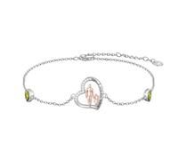 ROMANTICWORK Bracelet père fille en argent sterling 925 avec pierres de naissance pour fille, bijoux pour femme, Saint-Valentin, Noël, cadeau d'anniversaire pour mère et fille, Argent sterling