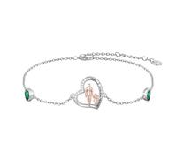 ROMANTICWORK Bracelet père fille en argent sterling 925 avec pierres de naissance pour fille, bijoux pour femme, Saint-Valentin, Noël, cadeau d'anniversaire pour mère et fille, Argent sterling