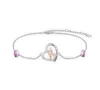 ROMANTICWORK Bracelet père fille en argent sterling 925 avec pierres de naissance pour fille, bijoux pour femme, Saint-Valentin, Noël, cadeau d'anniversaire pour mère et fille, Argent sterling