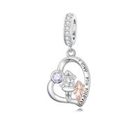 ROMANTICWORK Breloque en argent sterling 925 avec pierre de naissance « Mother Daughter » de 1 à 12 mois pour bracelets de fabrication de bijoux d'anniversaire, Argent sterling, Pas de pierre