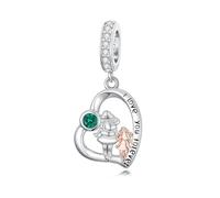 ROMANTICWORK Breloque en argent sterling 925 avec pierre de naissance « Mother Daughter » de 1 à 12 mois pour bracelets de fabrication de bijoux d'anniversaire, Argent sterling, Pas de pierre