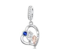 ROMANTICWORK Breloque en argent sterling 925 avec pierre de naissance « Mother Daughter » de 1 à 12 mois pour bracelets de fabrication de bijoux d'anniversaire, Argent sterling, Pas de pierre