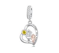 ROMANTICWORK Breloque en argent sterling 925 avec pierre de naissance « Mother Daughter » de 1 à 12 mois pour bracelets de fabrication de bijoux d'anniversaire, Argent sterling, Pas de pierre