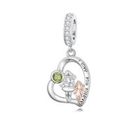 ROMANTICWORK Breloque en argent sterling 925 avec pierre de naissance « Mother Daughter » de 1 à 12 mois pour bracelets de fabrication de bijoux d'anniversaire, Argent sterling, Pas de pierre