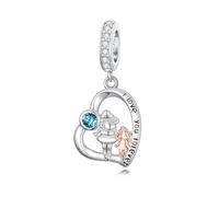 ROMANTICWORK Breloque en argent sterling 925 avec pierre de naissance « Mother Daughter » de 1 à 12 mois pour bracelets de fabrication de bijoux d'anniversaire, Argent sterling, Pas de pierre