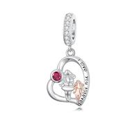 ROMANTICWORK Breloque en argent sterling 925 avec pierre de naissance « Mother Daughter » de 1 à 12 mois pour bracelets de fabrication de bijoux d'anniversaire, Argent sterling, Pas de pierre