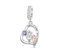 ROMANTICWORK Breloque en argent sterling 925 avec pierre de naissance « Mother Daughter » de 1 à 12 mois pour bracelets de fabrication de bijoux d'anniversaire, Argent sterling, Pas de pierre