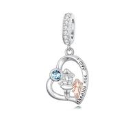 ROMANTICWORK Breloque en argent sterling 925 avec pierre de naissance « Mother Daughter » de 1 à 12 mois pour bracelets de fabrication de bijoux d'anniversaire, Argent sterling, Pas de pierre