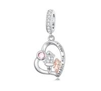 ROMANTICWORK Breloque en argent sterling 925 avec pierre de naissance « Mother Daughter » de 1 à 12 mois pour bracelets de fabrication de bijoux d'anniversaire, Argent sterling, Pas de pierre