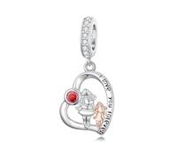 ROMANTICWORK Breloque en argent sterling 925 avec pierre de naissance « Mother Daughter » de 1 à 12 mois pour bracelets de fabrication de bijoux d'anniversaire, Argent sterling, Pas de pierre