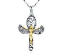 ROMANTICWORK Cadeau de fête des mères - Collier de déesse pour femme - En argent sterling 925 - Avec amulette de déesse - Égypte antique - Mythologie grecque - Bijoux pour elle, Argent sterling