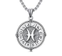 ROMANTICWORK Chaîne avec 12 signes du zodiaque en argent sterling 925 - Pendentif constellation - Collier horoscope - Cadeau pour homme et femme, Argent sterling, Pas de gemme