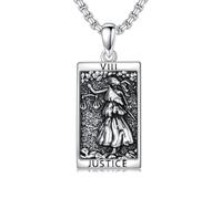 ROMANTICWORK Chaîne balance en argent sterling 925 Balance de justice Carte de tarot Pendentif Collier Balance Bijoux Cadeau de remise de diplôme pour hommes femmes avocats droit, Argent sterling