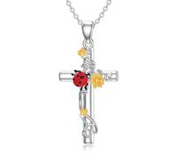 ROMANTICWORK Chaîne en argent sterling 925 avec pendentif en forme de croix - Bijou chrétien - Cadeau chrétien pour femme