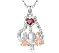 ROMANTICWORK Chaîne en argent sterling avec pendentif en forme de cœur pour père et fille - Cadeau pour fille et femme, Argent sterling, Pas de gemme