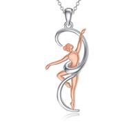 ROMANTICWORK Collier 925 en argent sterling avec pendentif de gymnastique/violon pour femmes et filles - Bijoux de sport et de musique - Cadeau pour mère et fille, Argent sterling