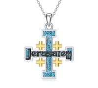 ROMANTICWORK Collier avec croix orthodoxe en argent sterling 925 - Pendentif orthodoxe russe - Bijoux religieux chrétiens, Argent sterling