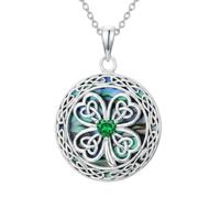 ROMANTICWORK Collier avec pendentif arbre de vie, trèfle, loup, chouette, renard, en argent sterling 925, nœud celtique, bijoux pour femme, Noël, anniversaire, Argent sterling, Pas de pierre précieuse